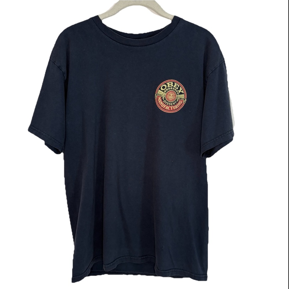 OBEY Dissent Manufacturing Logo Blue T-Shirt Men's Size M